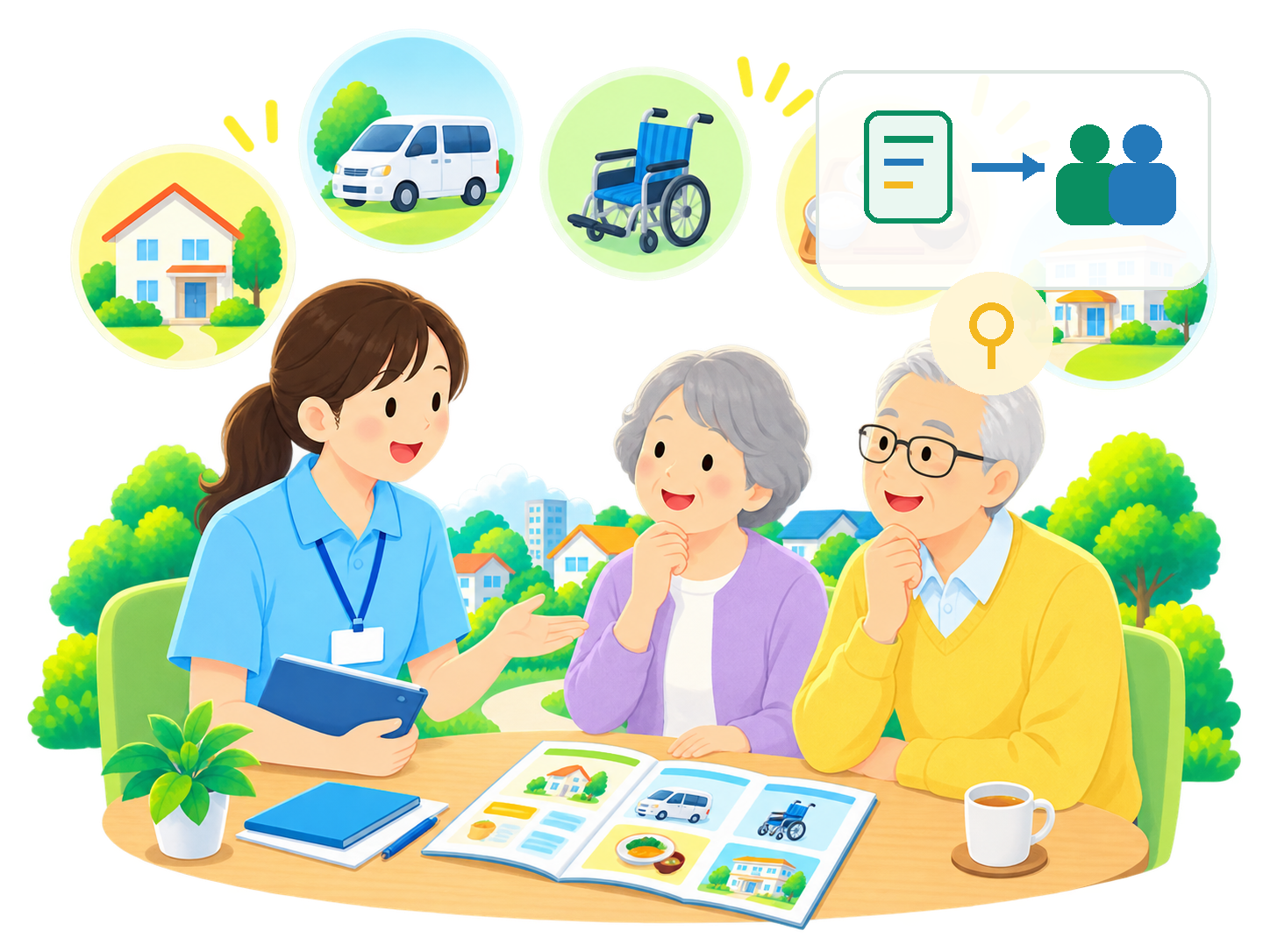 利用した方の情報が次の家族の助けになることを表すイラスト